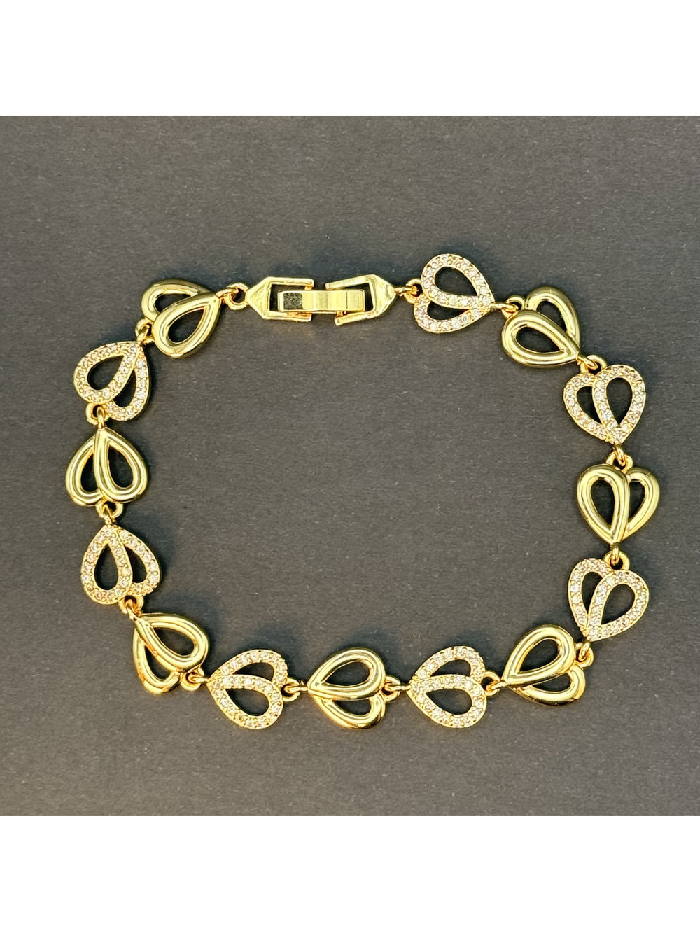 candy+clover Gold open heart link bracelet